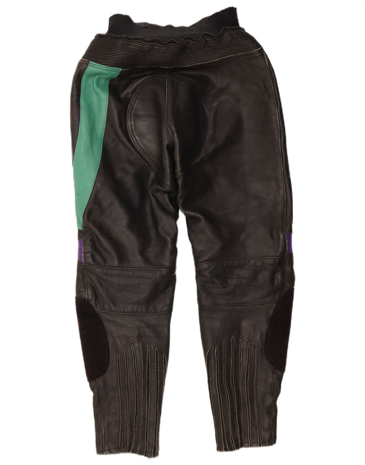 VINTAGE Damenhose EU 38 Medium W28 L27 Schwarzes Colourblock-Leder