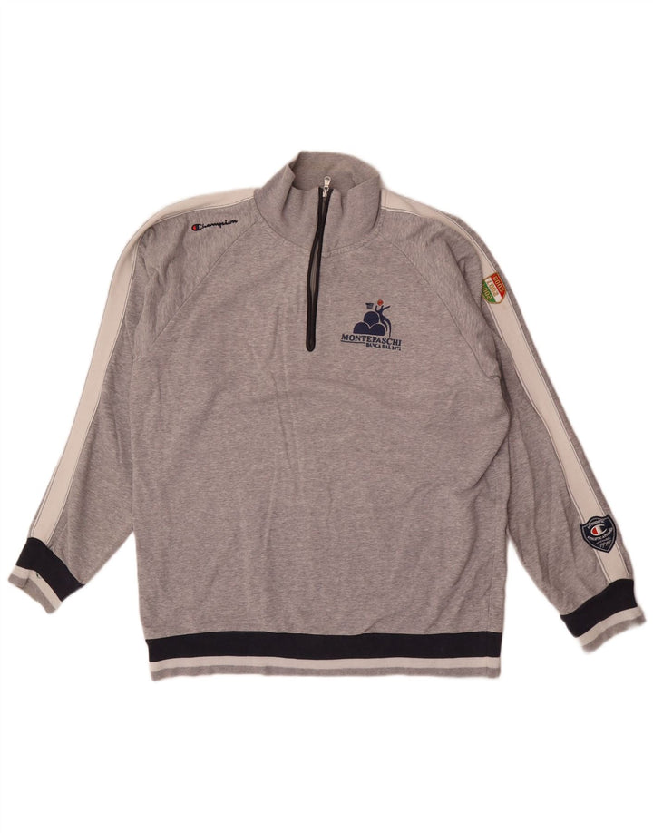 Champion Herren-Sweatshirt mit grafischem Reißverschluss, 2XL, Grau, Farbblock