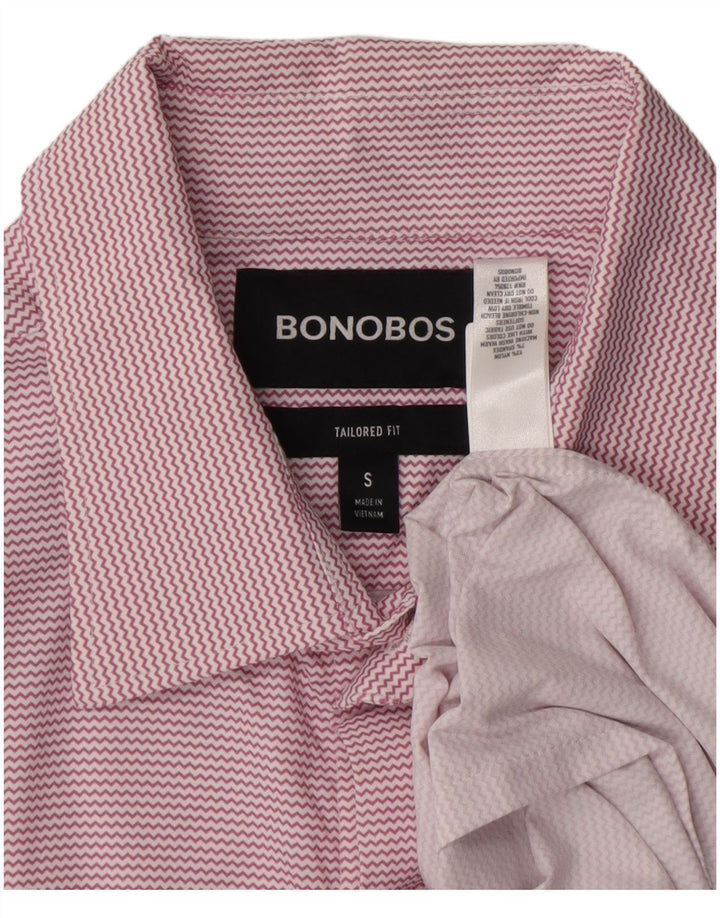 BONOBOS Tailored Fit Kurzarmhemd für Herren, klein, rosa Chevron-Nylon