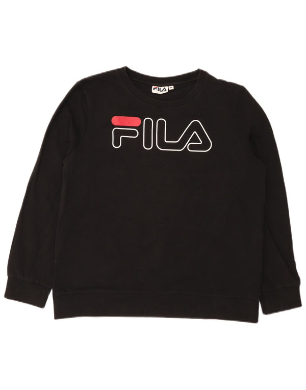 Fila Damen Grafik-Sweatshirt-Pullover UK 14 Medium Schwarz