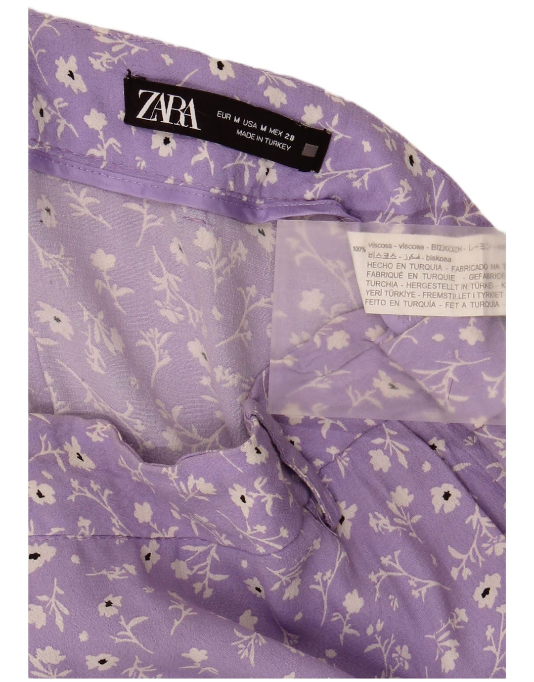 Zara Damen Minirock Medium W28 Lila Blumenviskose