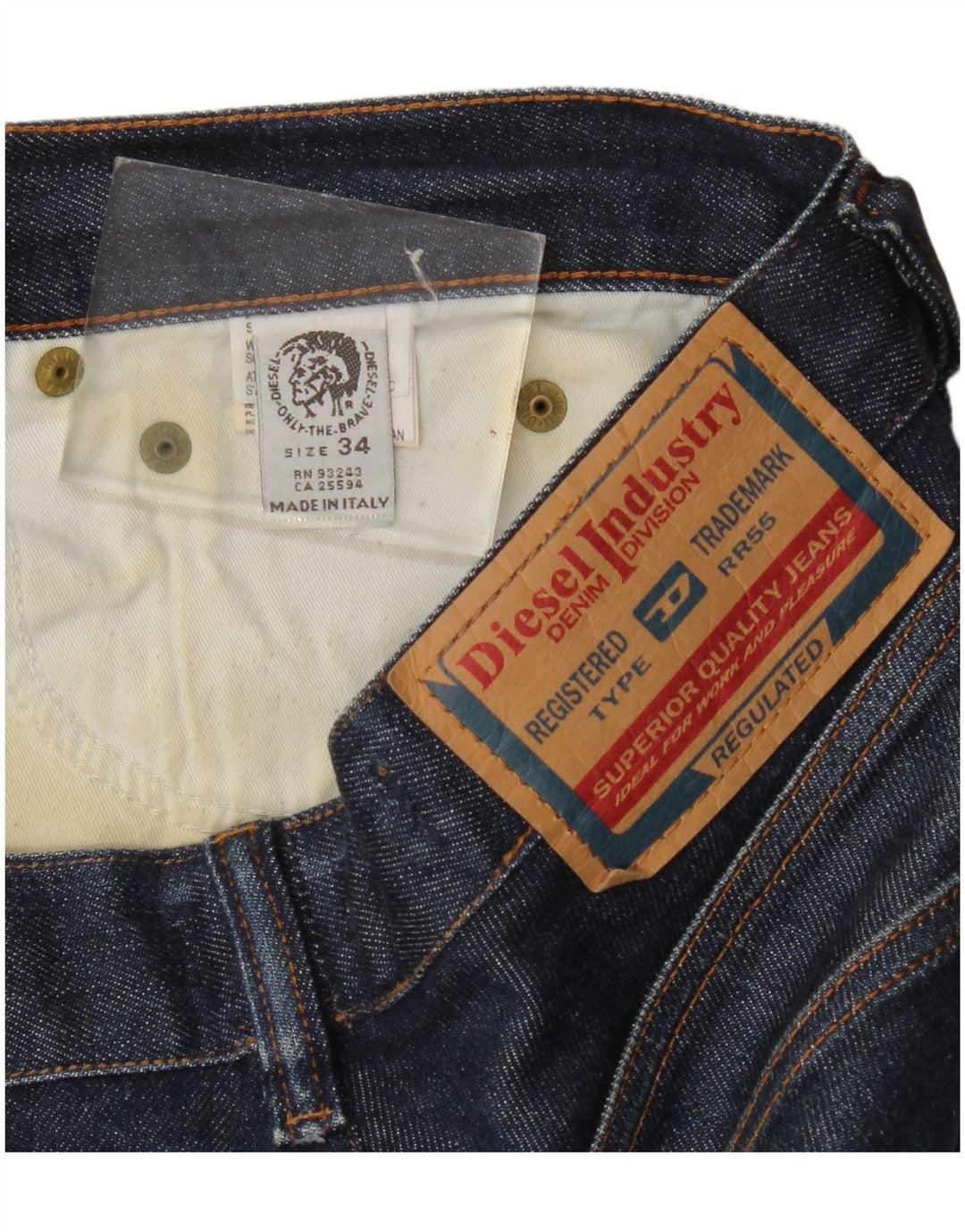 Diesel Herren Straight Jeans W34 L32 Blaue Baumwolle