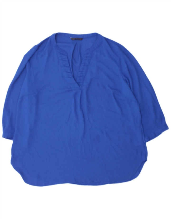 Marks & Spencer Damen-Blusenoberteil mit 3/4-Ärmeln, UK 18, XL, Blau, Polyester