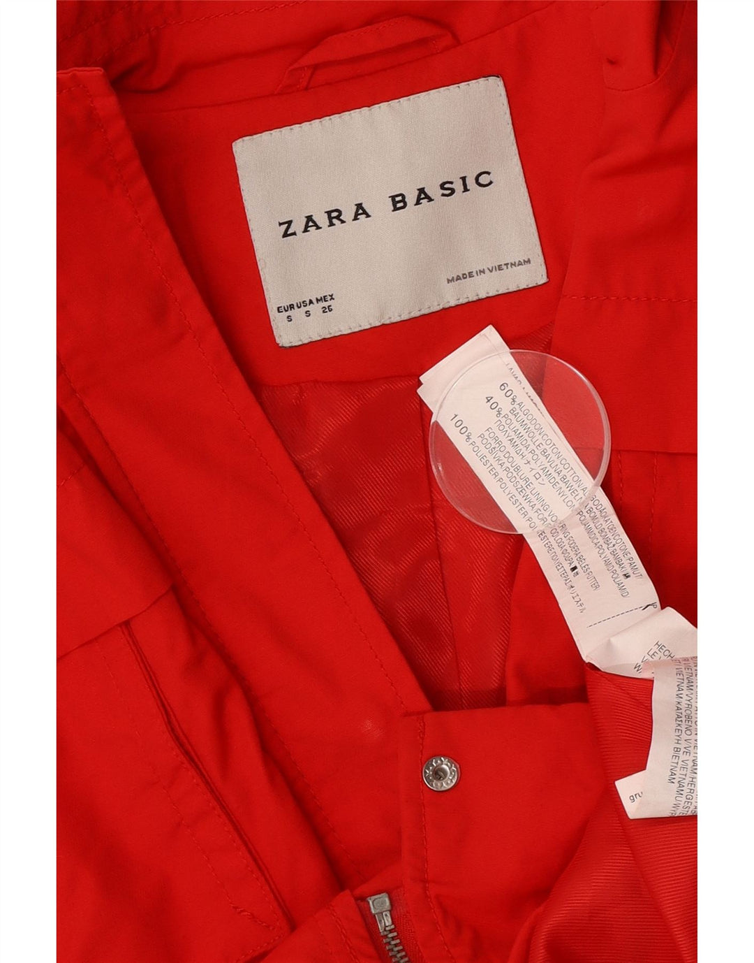 Zara Damen Militärjacke UK 10 Small Rote Baumwolle