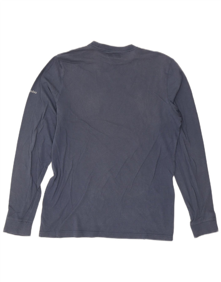 Columbia Herren-Grafik-Oberteil, langärmelig, mittelblaue Baumwolle