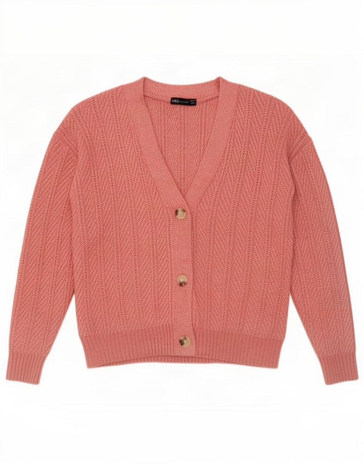 Marks & Spencer Damen-Cardigan-Pullover UK 14 Mittelrosa Polyester
