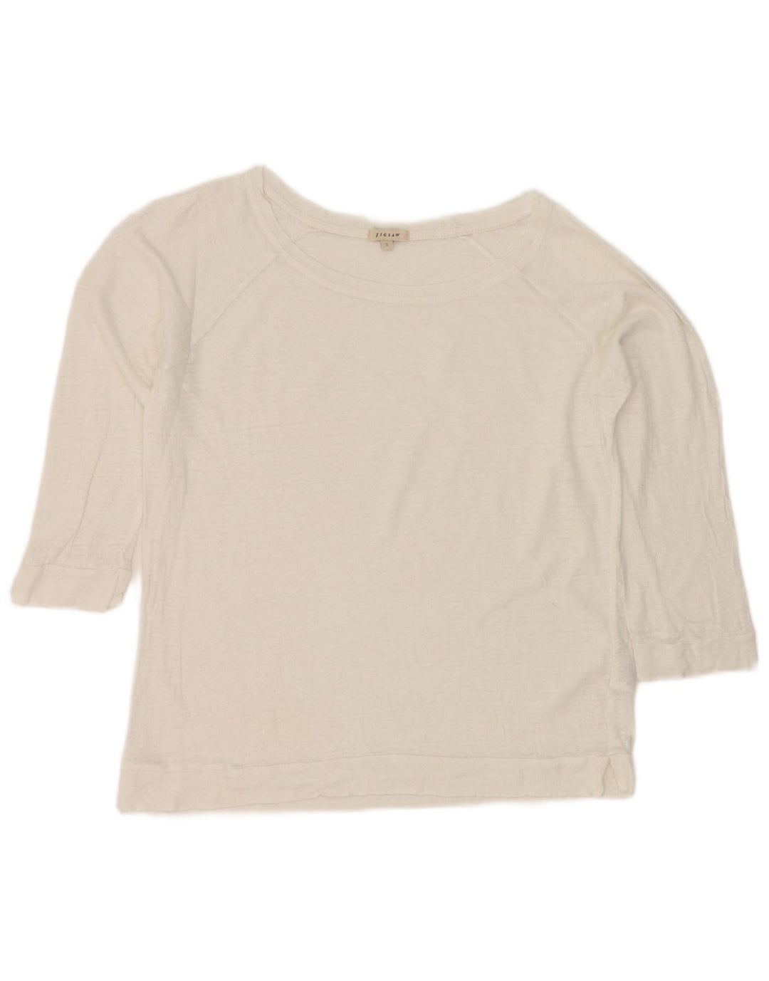 Jigsaw Damen-Top, 3/4-Ärmel, UK-Größe 10, Größe S, weißes Leinen