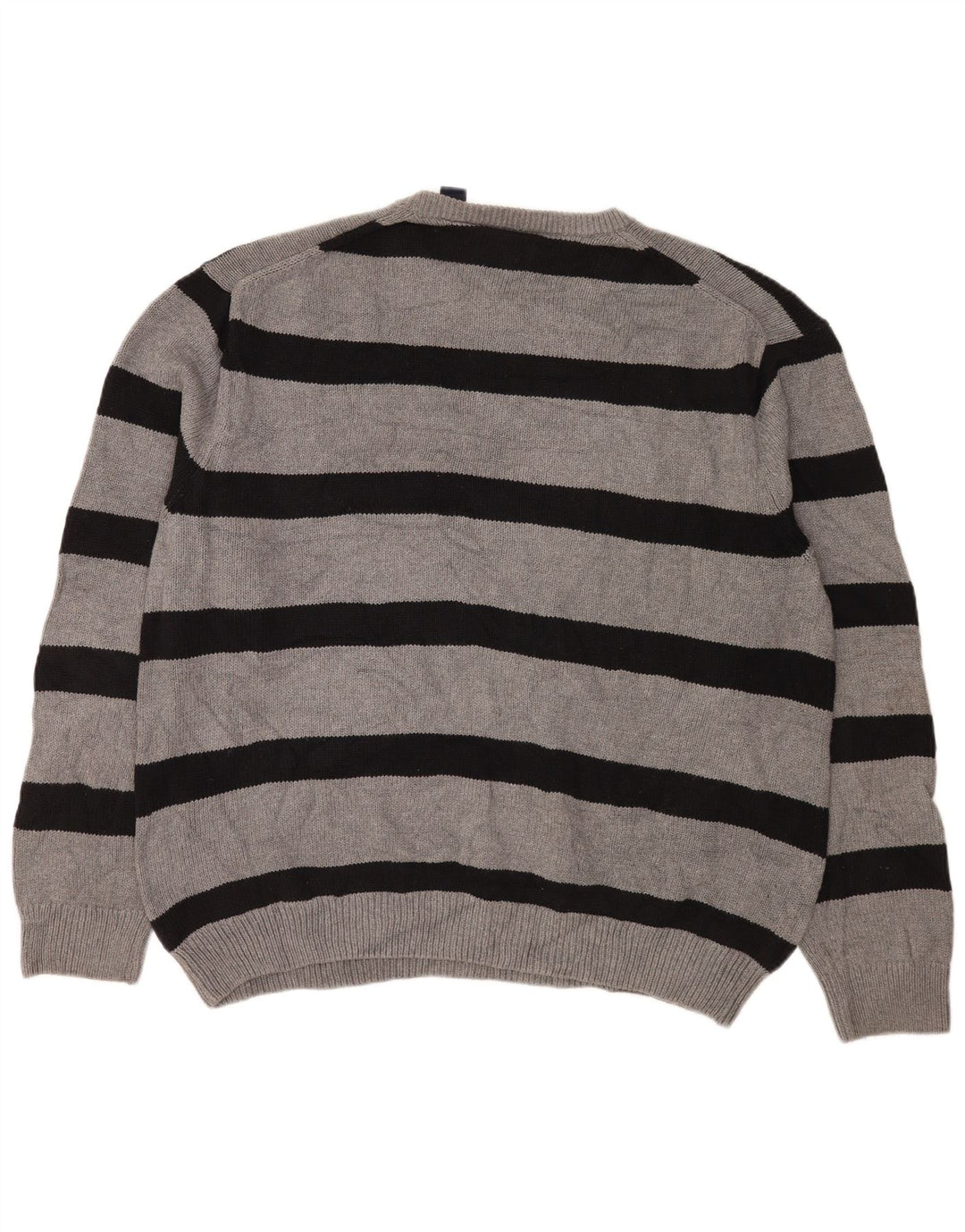 Chaps Herren-Pullover mit Rundhalsausschnitt, 2XL, grau gestreift, Baumwolle