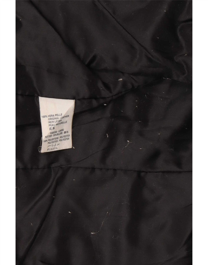 Vintage Damen Crop Leder Racer Jacke IT 42 Mittelbraun