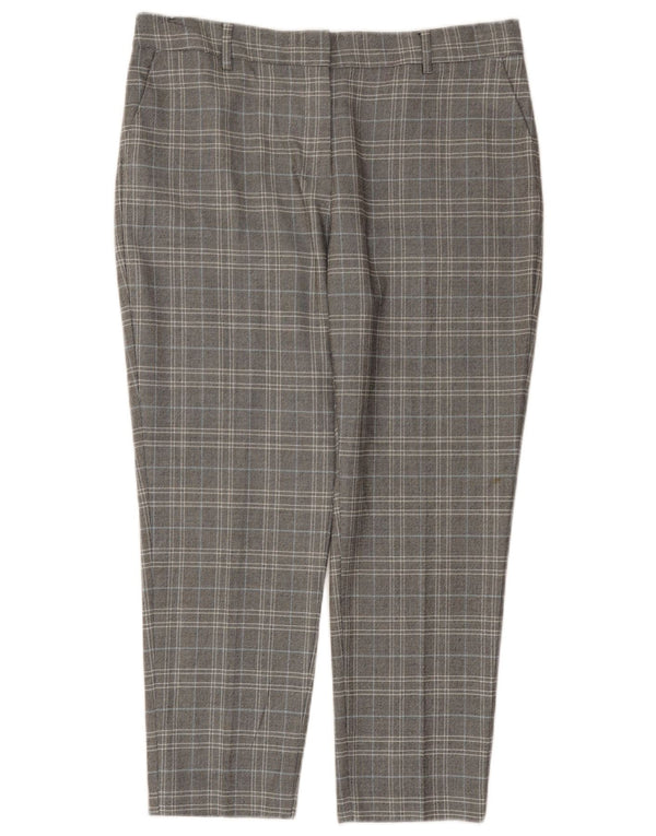 Marks & Spencer Damen-Hose, kurz geschnitten, UK 14, Größe L, W34, L25, grau kariertes PVC