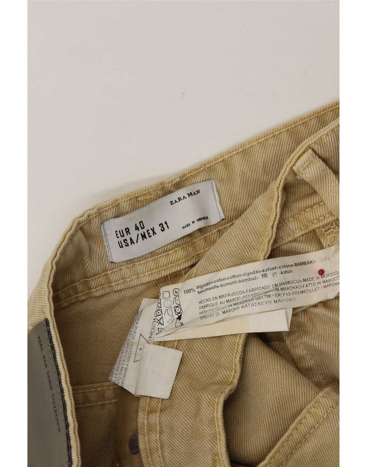 Zara Herren Jeansshorts EU 40 Medium W31 Beige Baumwolle