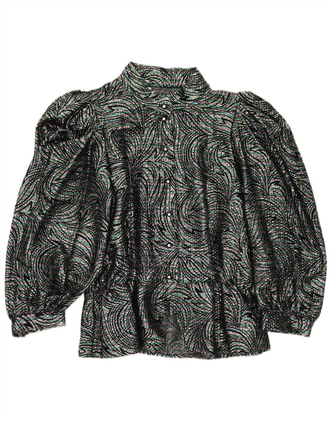 Vintage Damen Hemdbluse IT 42 Medium Mehrfarbig Geometrisch