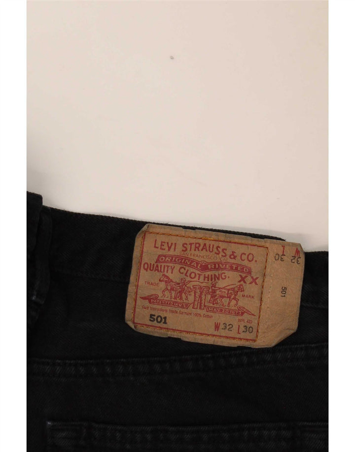 Levi's Damen 501 Straight Jeans W32 L30 Schwarze Baumwolle