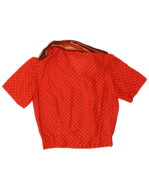 Vintage Damen Crop Kurzarm-Hemdbluse UK 8 Small Red Polka Dot