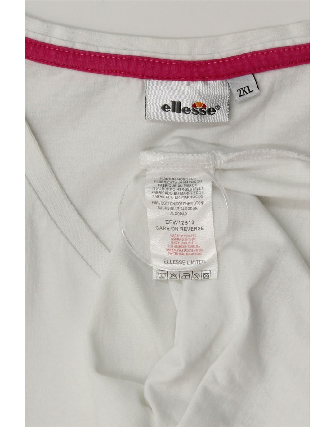 Ellesse Womens Graphic T-Shirt Top UK 20 2XL Weiße Baumwolle