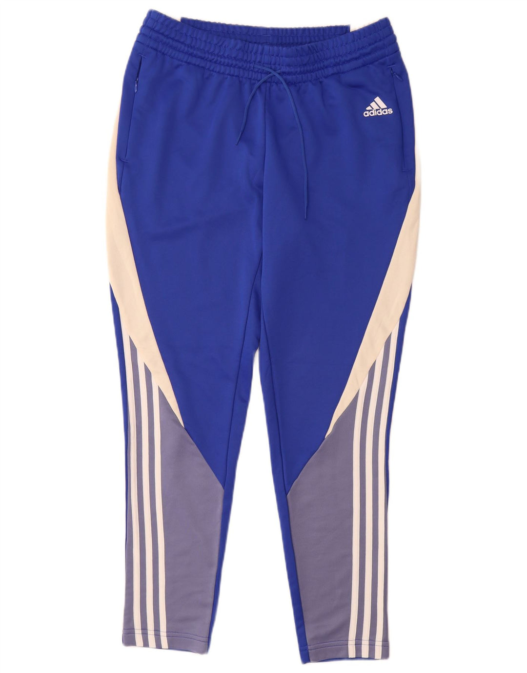 Adidas Damen-Trainingshose UK 12/14 Mittelblaues Colourblock-Polyester