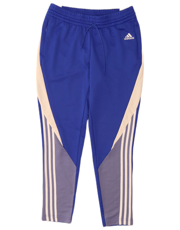 Adidas Damen-Trainingshose UK 12/14 Mittelblaues Colourblock-Polyester