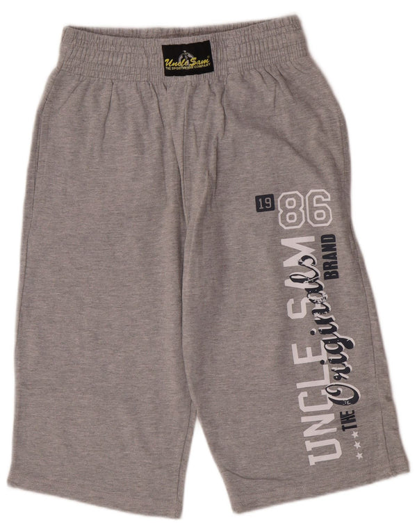 Uncle Sam Herren-Bermuda-Sportshorts mit Grafik, mittelgraue Baumwolle