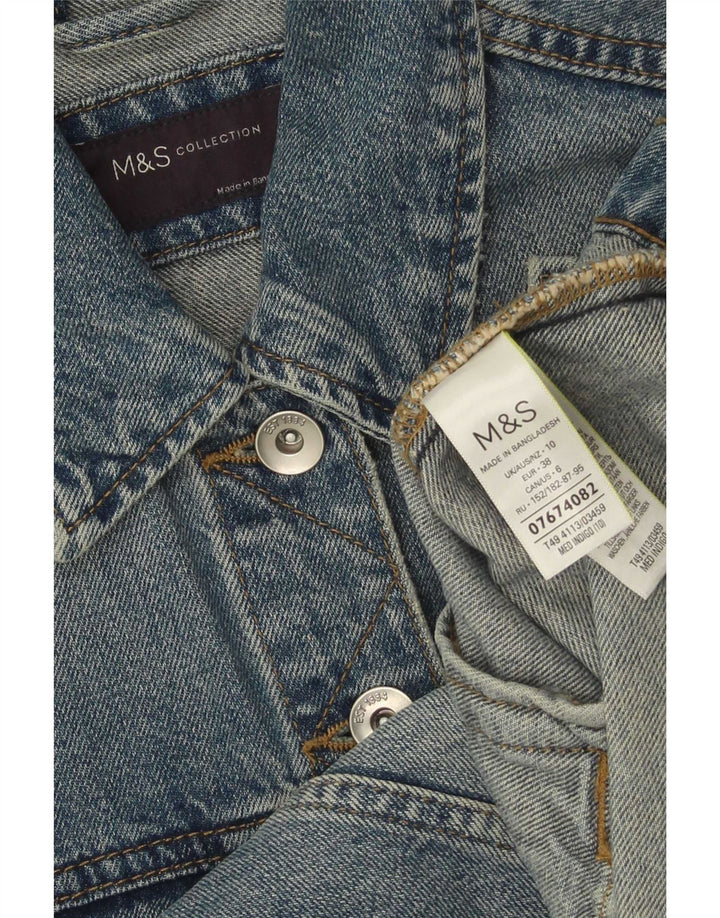 Marks & Spencer Damen Jeansjacke UK 10 Small Blaue Baumwolle