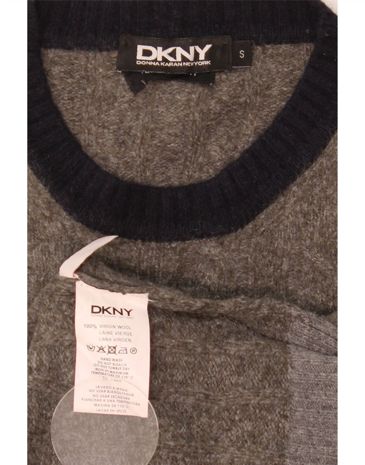Dkny Herren-Pullover mit Rundhalsausschnitt, Größe S, Grau, Colourblock-Wolle