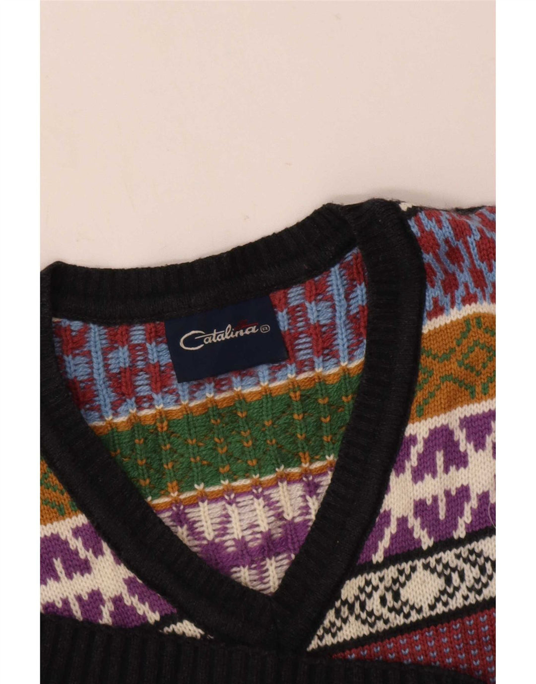 Catalina Herren-Pullover mit V-Ausschnitt, klein, mehrfarbig, geometrisch