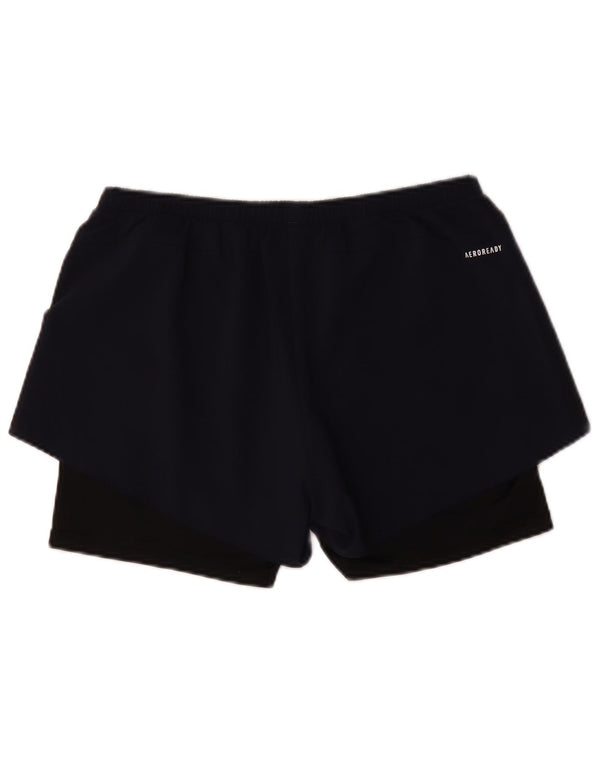 Adidas Damen Aeroready Sport Shorts UK 12/14 Mittel Marineblau Farbblock