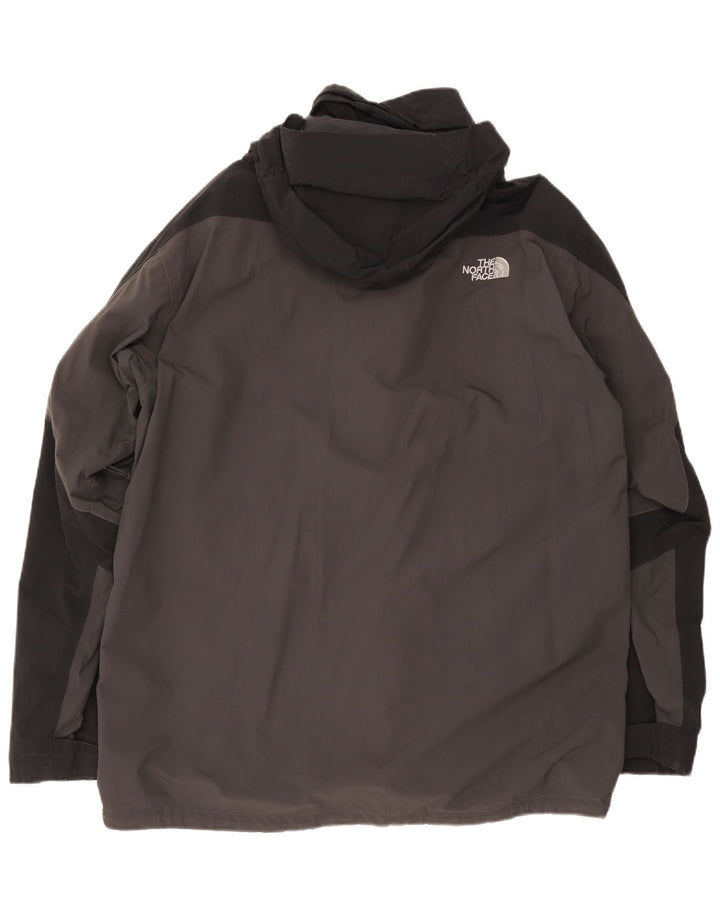 The North Face Herren-Regenjacke mit Kapuze, UK 44, 2XL, graues Colourblock-Polyester