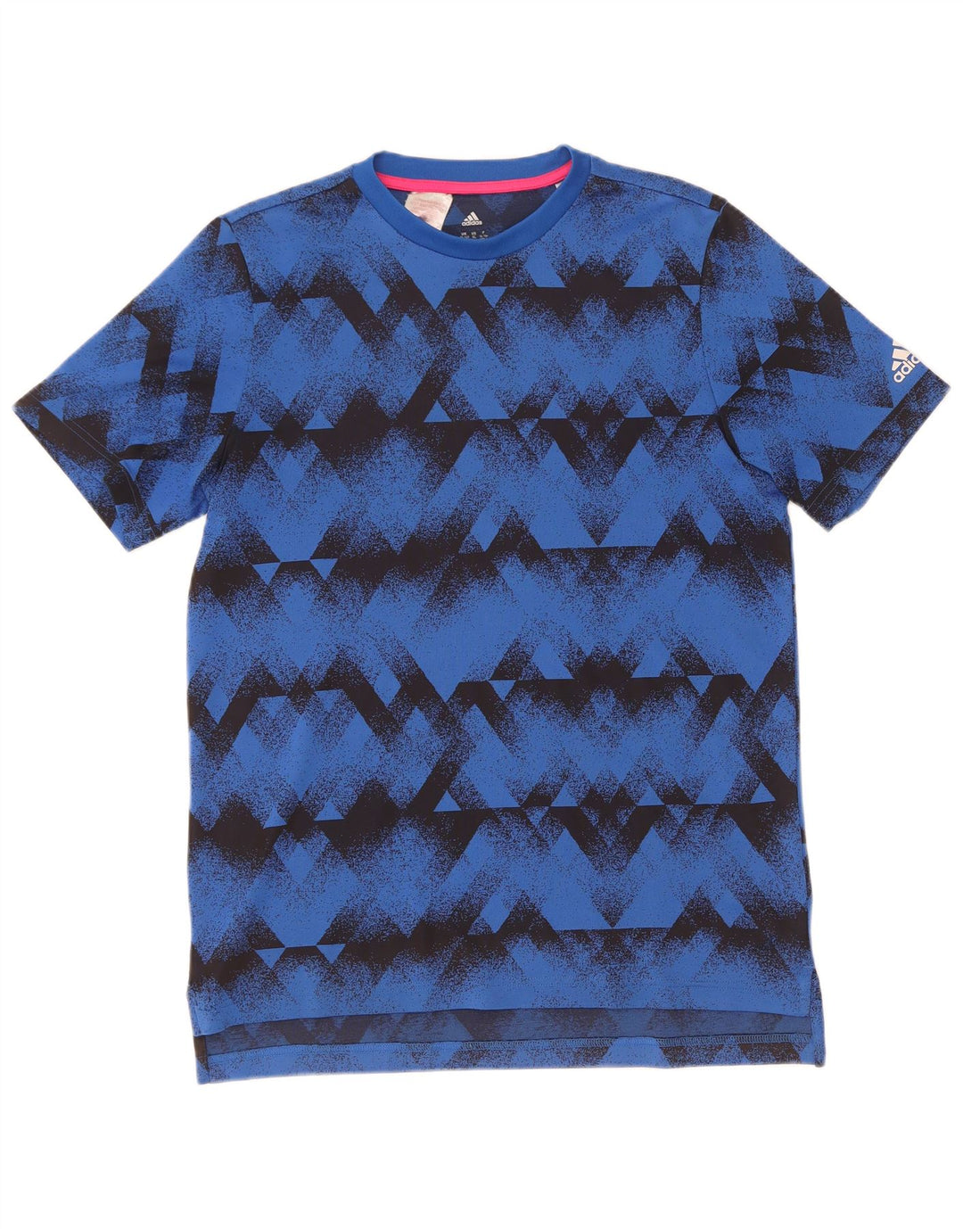 Adidas Jungen Climalite T-Shirt Top 15-16 Jahre Blaues geometrisches Polyester