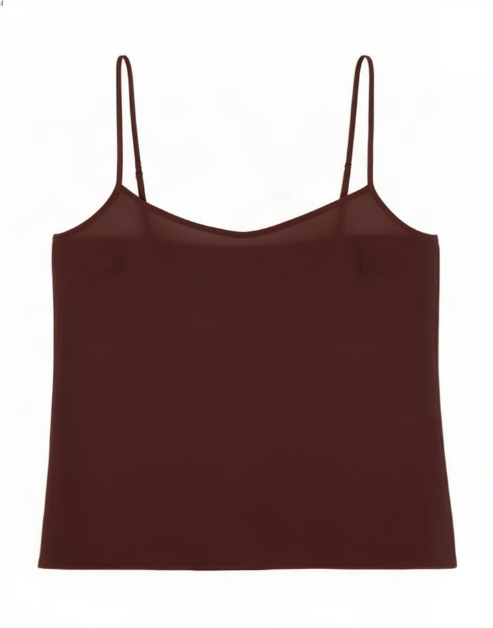 Monsoon Damen Durchsichtiges Crop Cami Top UK 12 Mittelbraune Seide