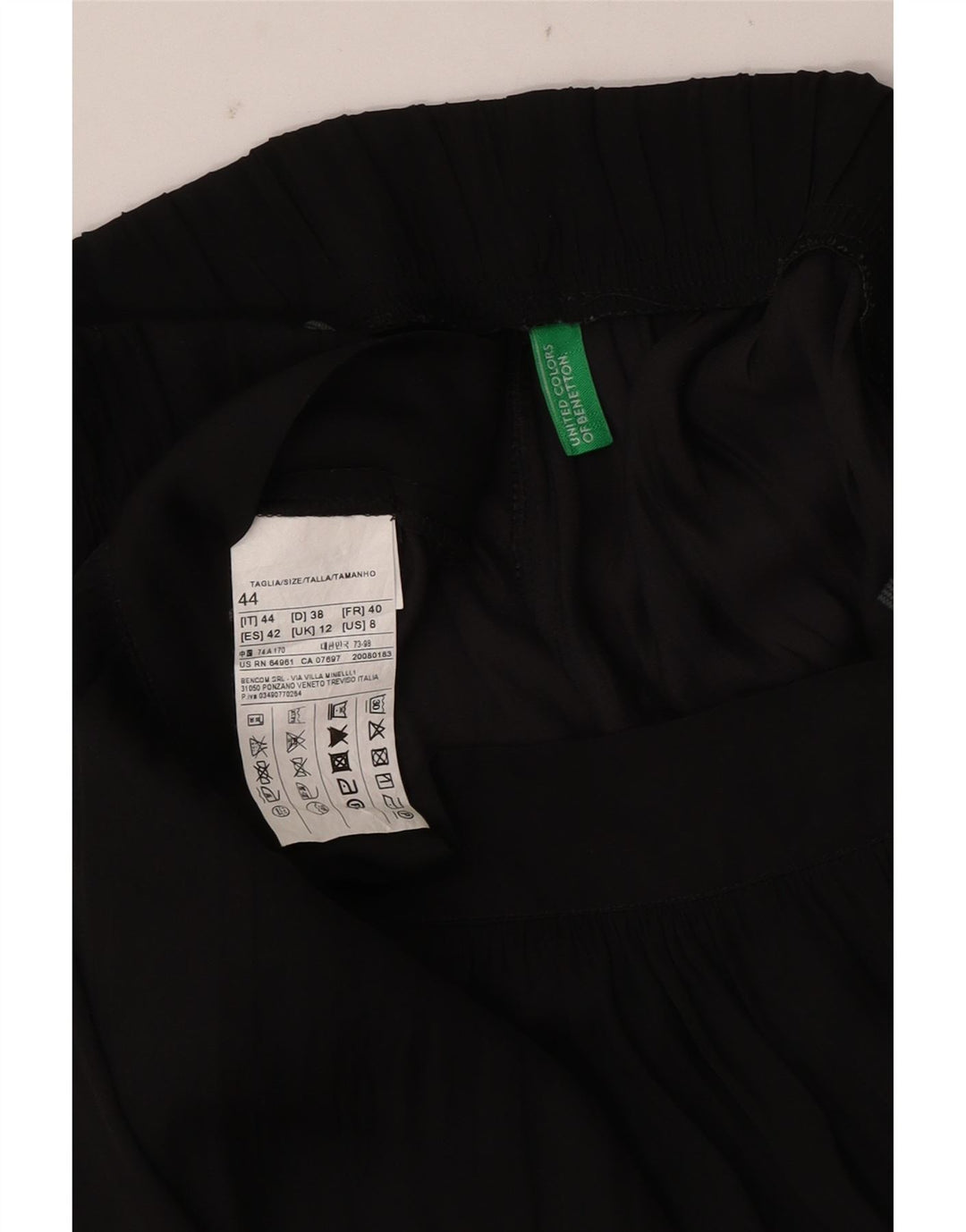 Benetton Damen Pegged Chino Hose UK 12 Medium W34 L26 Schwarz Polyester