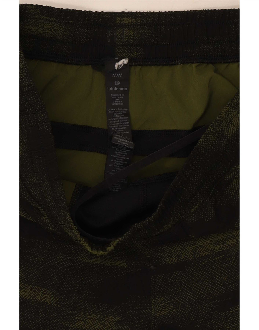 Lululemon Herren Sportshorts Mittelgrünes Camouflage-Polyester