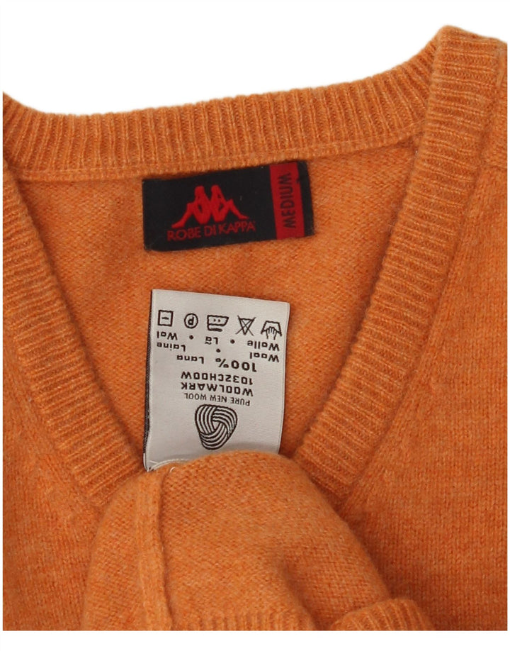 KAPPA Herren-Pullover mit V-Ausschnitt aus mitteloranger Wolle