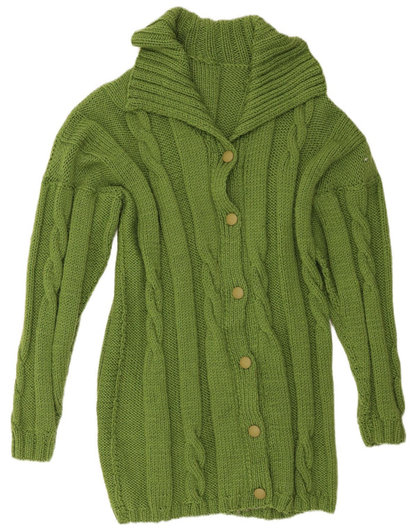 Vintage Damen Longline Oversized Cardigan Pullover UK 16 Large Grün