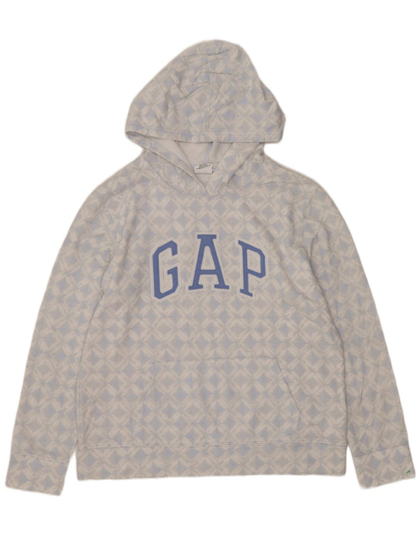 GAP Womens Graphic Hoodie Pullover UK 14 Mittelgraue geometrische Baumwolle