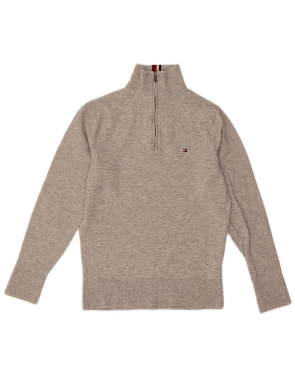 Tommy Hilfiger Herren-Pullover mit Reißverschluss, XS, graue Wolle