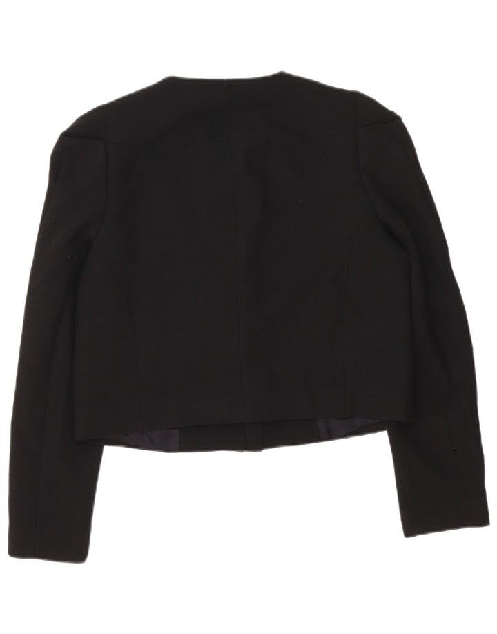 Zara Damen Crop Blazer Jacke UK 10 Small Schwarz Polyester