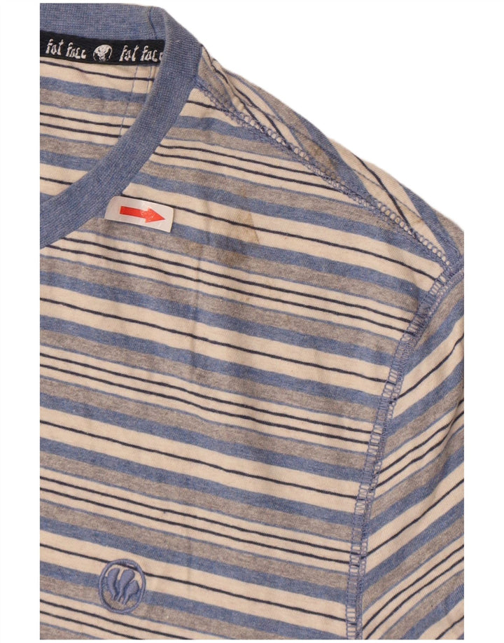 Fat Face Herren-T-Shirt, groß, blau gestreift, Baumwolle