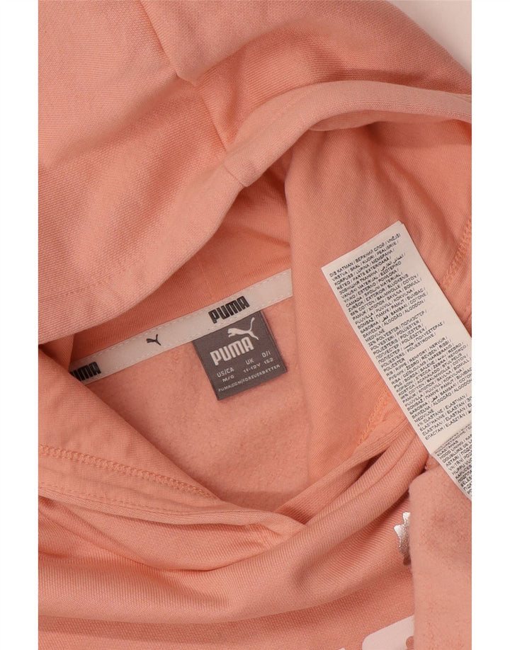 Puma Girls Oversized Crop Graphic Hoodie Pullover 11-12 Jahre Rosa Polyester