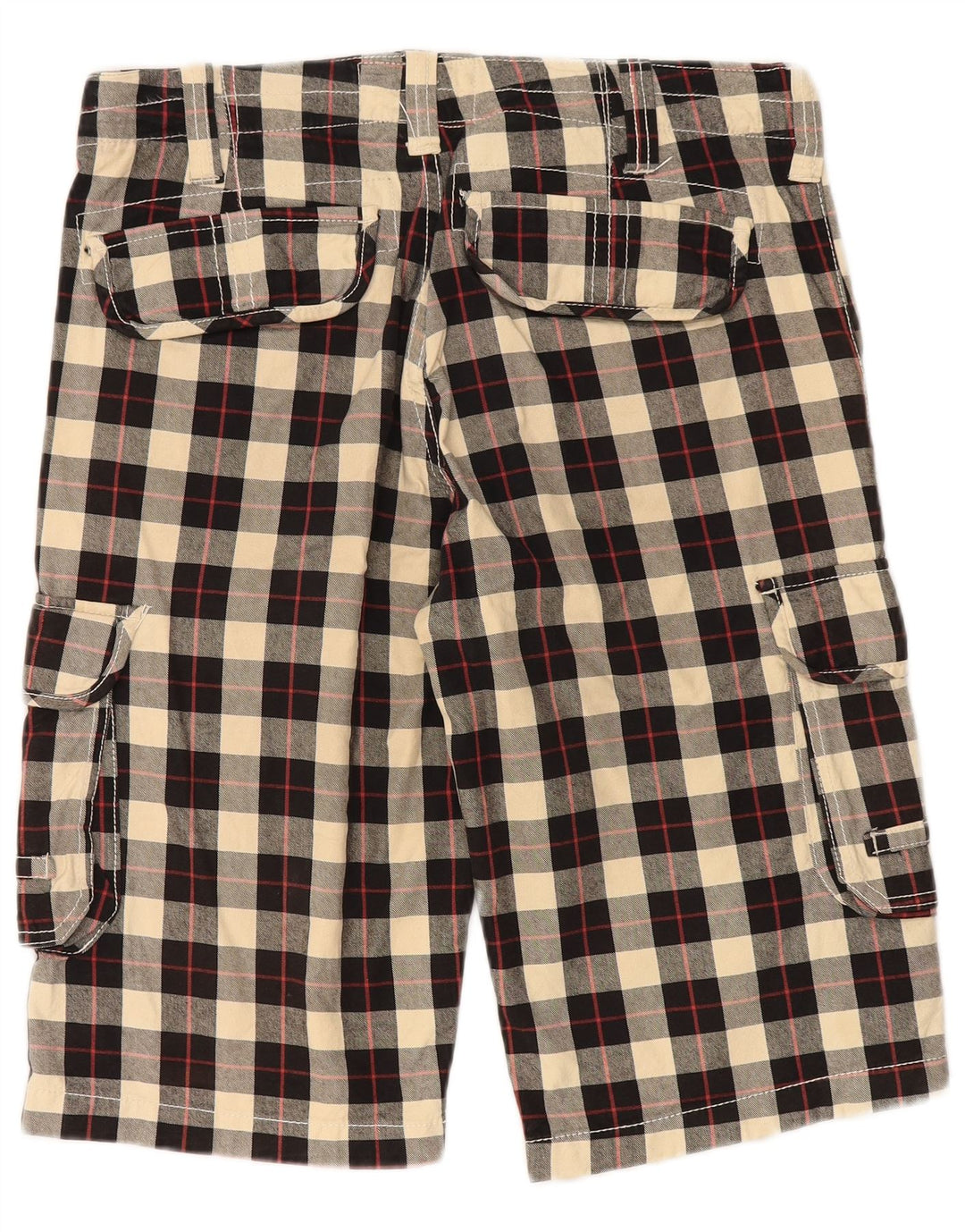 Vintage Herren Cargo Shorts W34 Große schwarz karierte Baumwolle