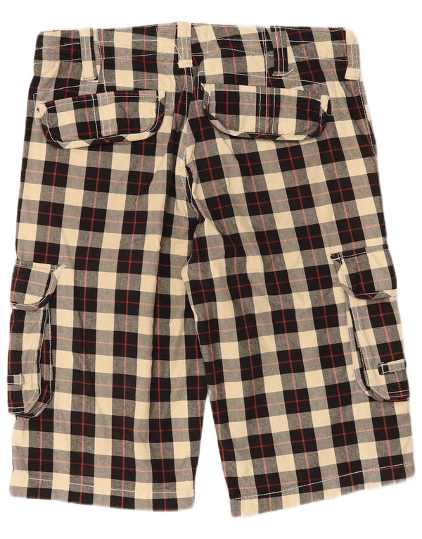 Vintage Herren Cargo Shorts W34 Große schwarz karierte Baumwolle