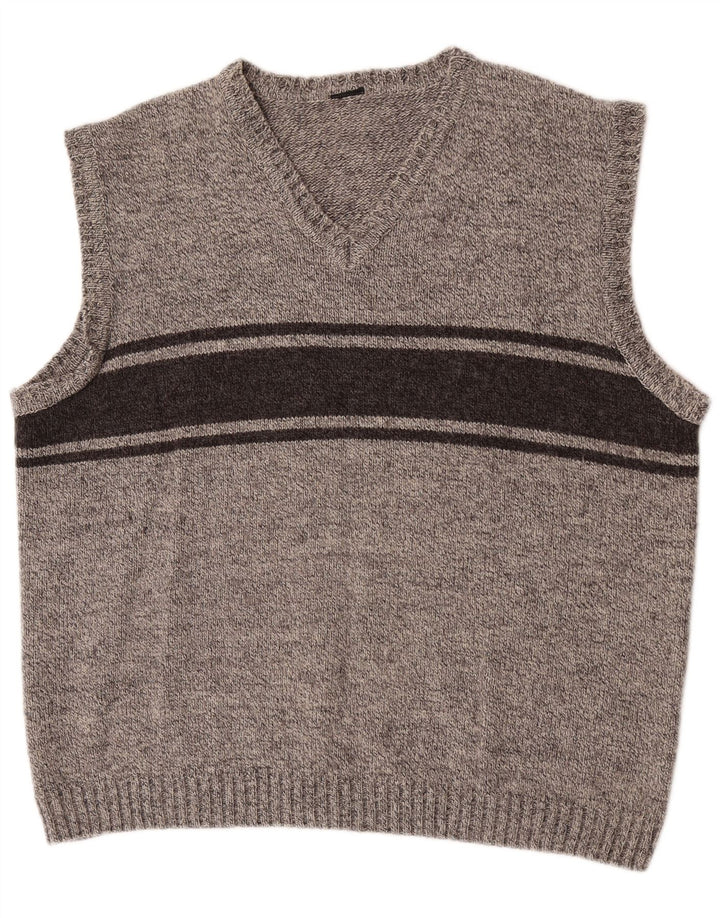 Vintage Herren Weste Tank Top XL Grau gestreift