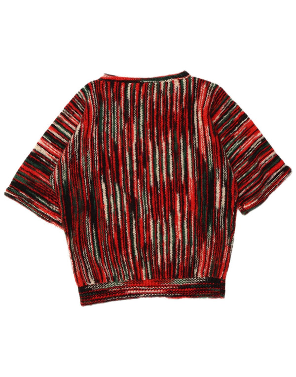 VINTAGE Damen-Pullover mit U-Boot-Ausschnitt, UK 16, groß, mehrfarbig gestreift