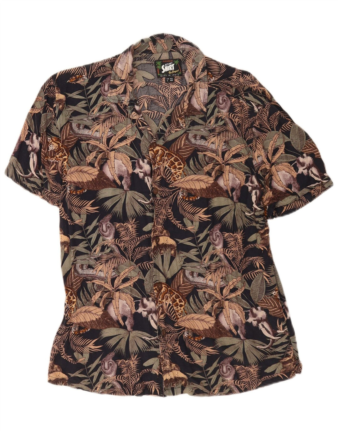Pull & Bear Herren-Kurzarmhemd, groß, mehrfarbig, Blumenmuster, Viskose