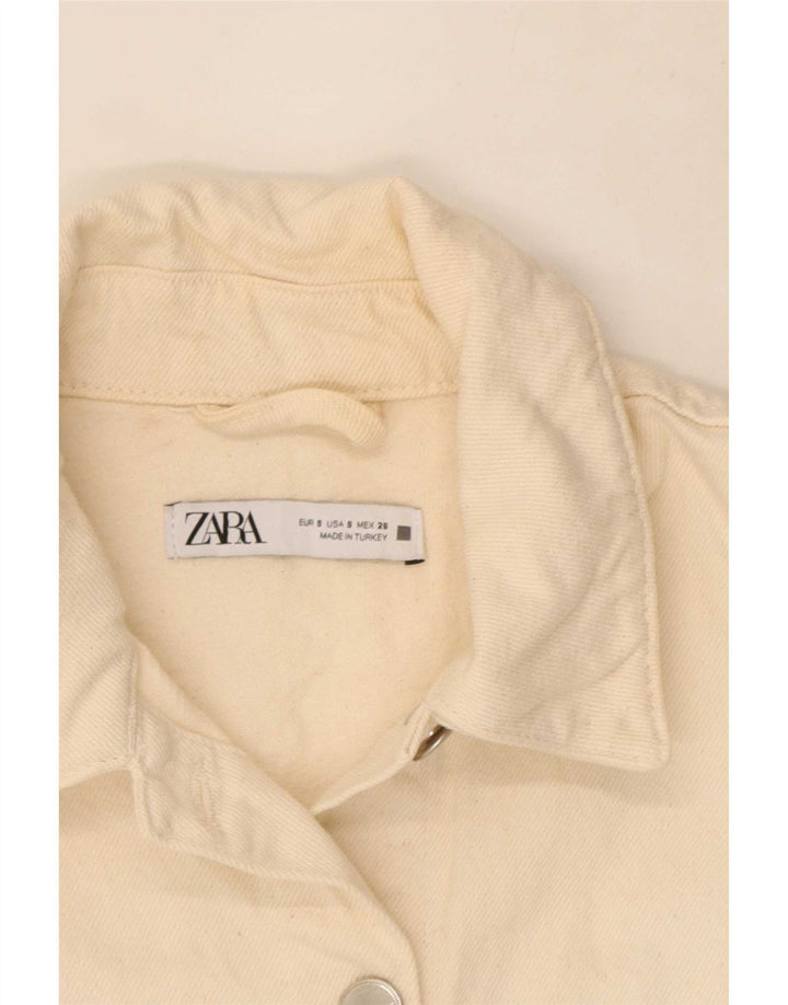 Zara Damen Crop Übergroße Jeansjacke UK 10 Small Weiß