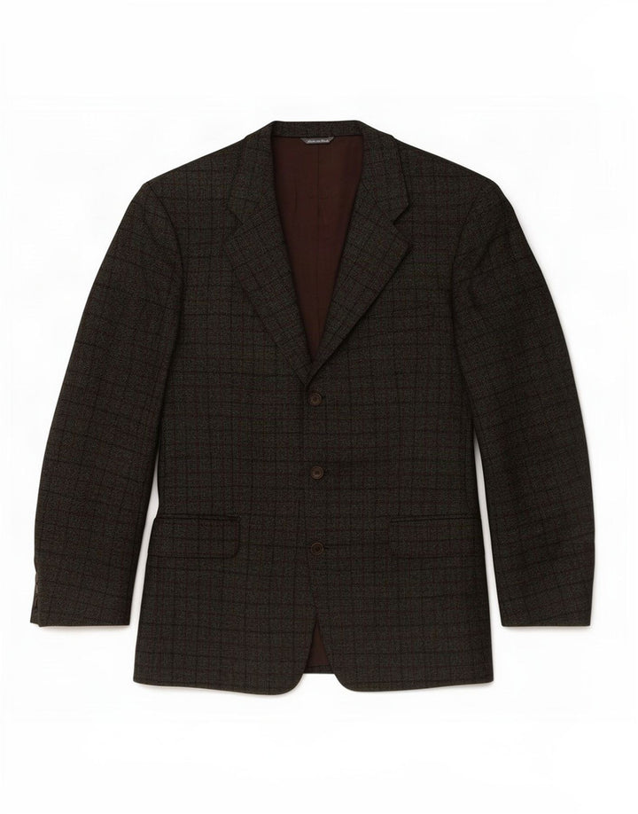 Les Copains Herren-Blazer mit 3 Knöpfen, IT 50, große grüne karierte Wolle