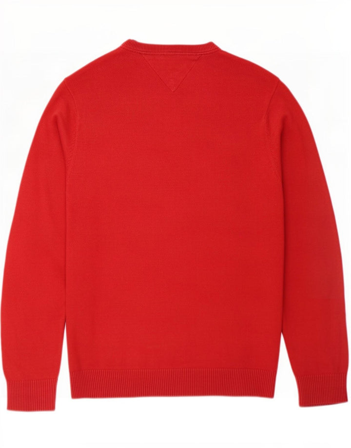 Tommy Hilfiger Herren-Pullover mit Rundhalsausschnitt, Größe S, rote Baumwolle