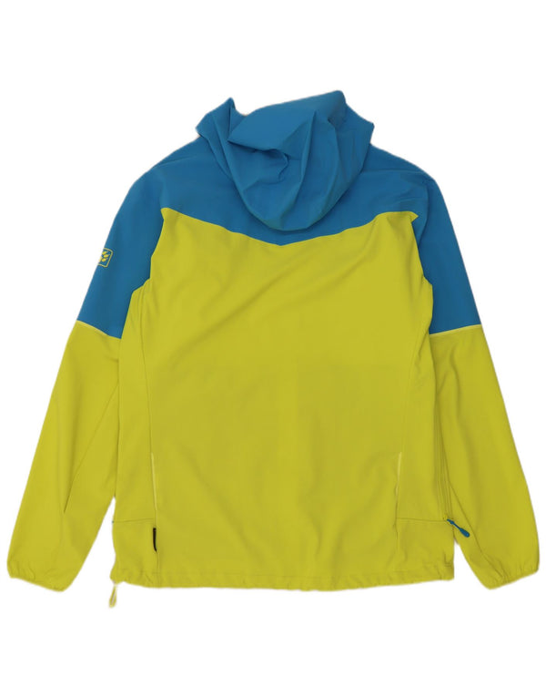 Jack Wolfskin Herren-Regenjacke mit Kapuze, UK 42, Größe L, Gelb, Farbblock