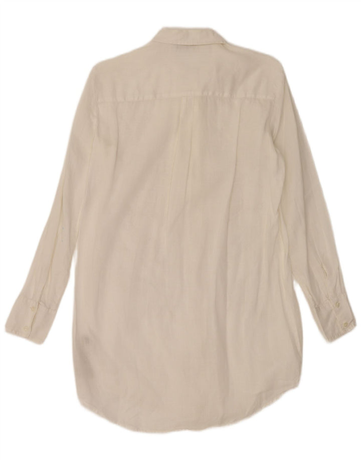 Massimo Dutti Damen Longline-Hemd UK 14 Medium Off White Floral Ramie