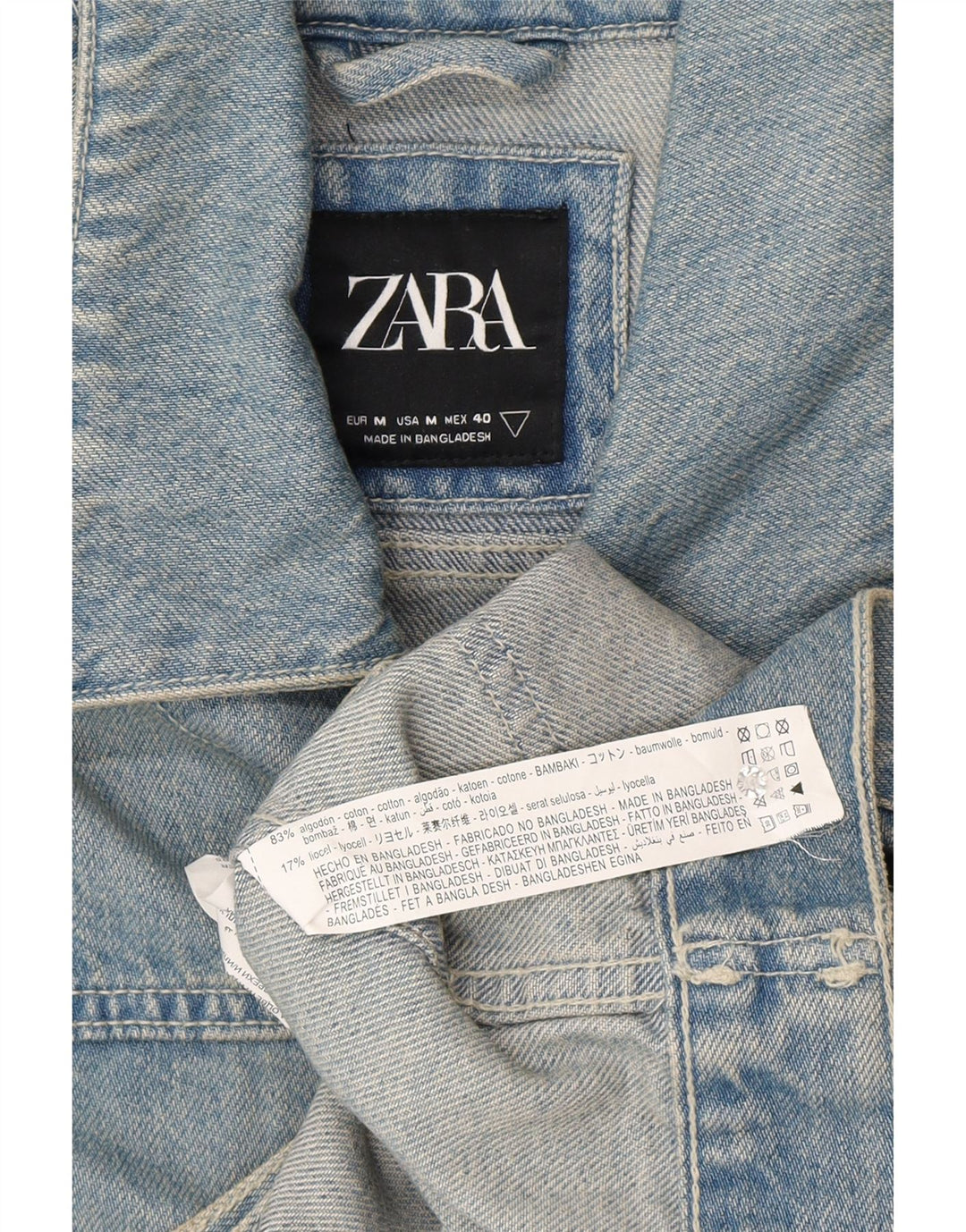 Zara Herren Jeansjacke UK 38 Mittelblaue Baumwolle