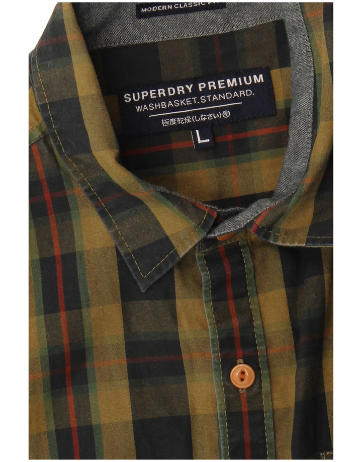 Superdry Herrenhemd, großes Khaki-Karomuster